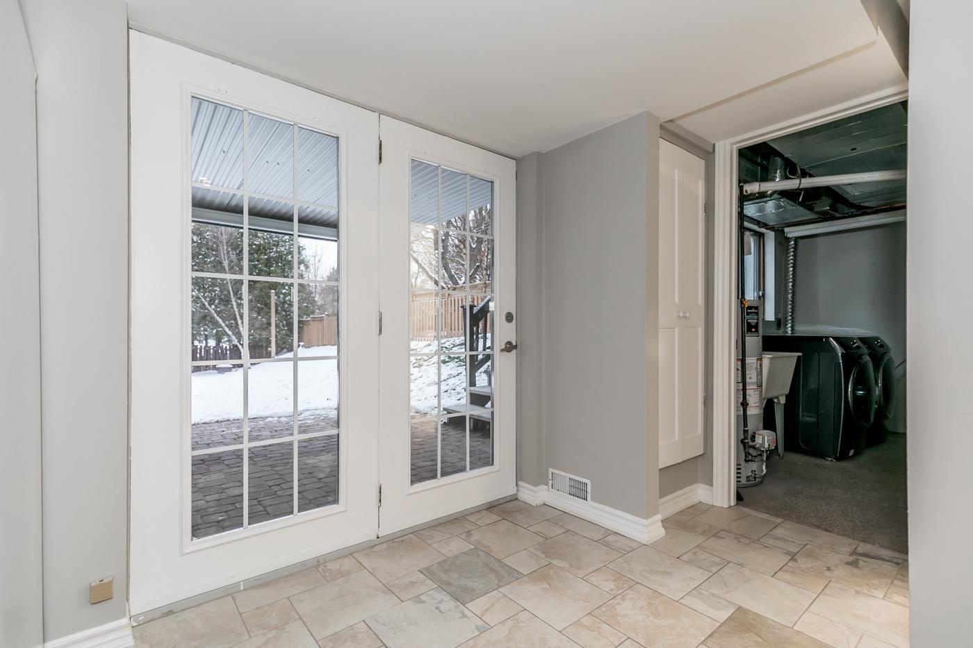 Finished lower-level entry and flooring transition