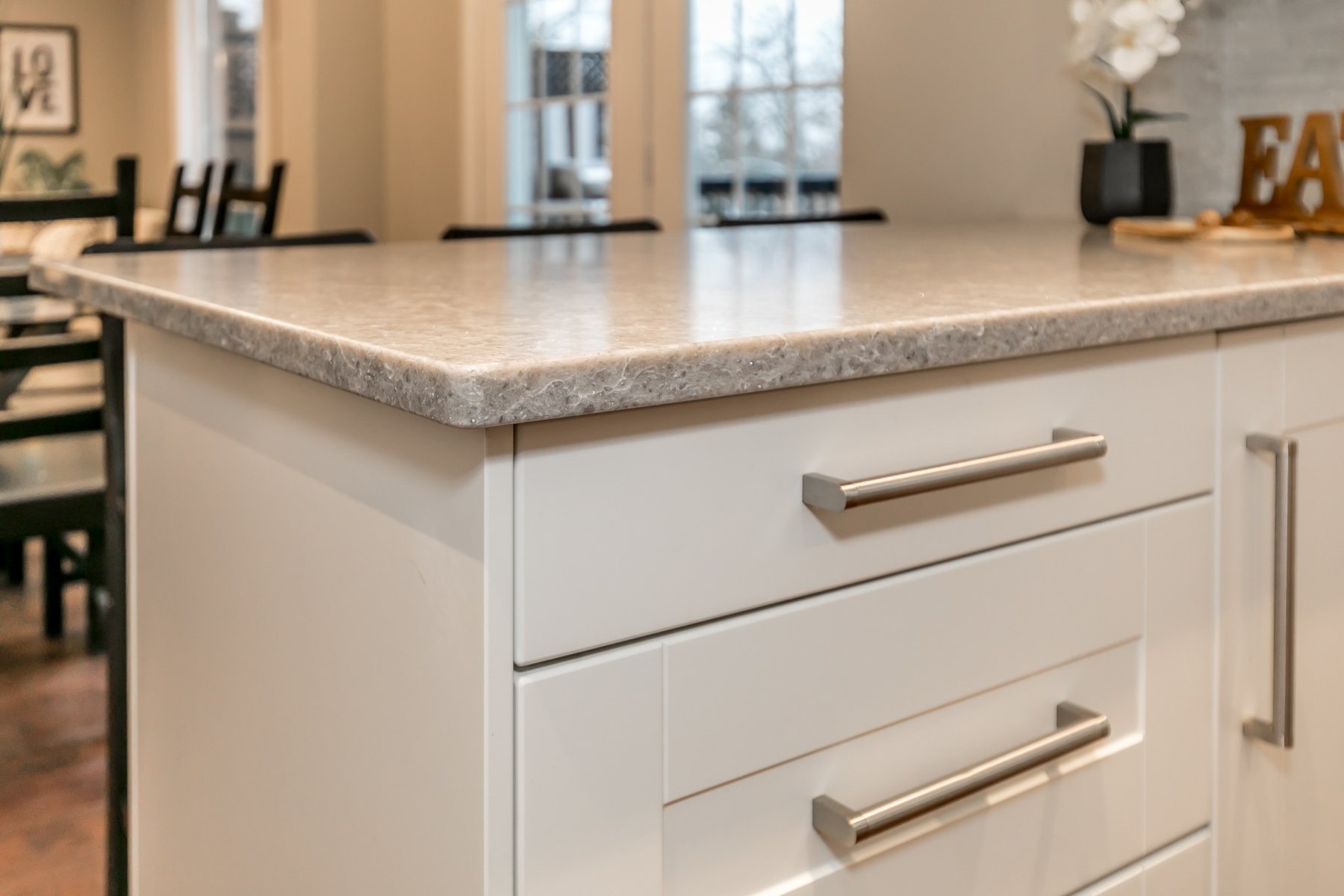 Hilltop kitchen island cabinetry and counter detail