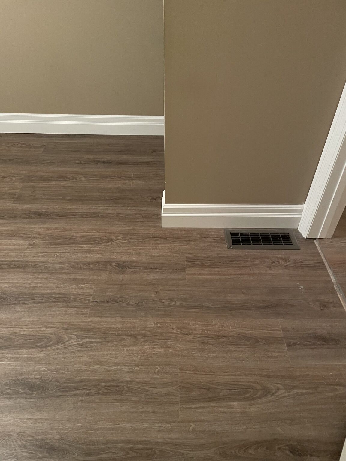 Close view of the completed Medway plank flooring and clean edge detail