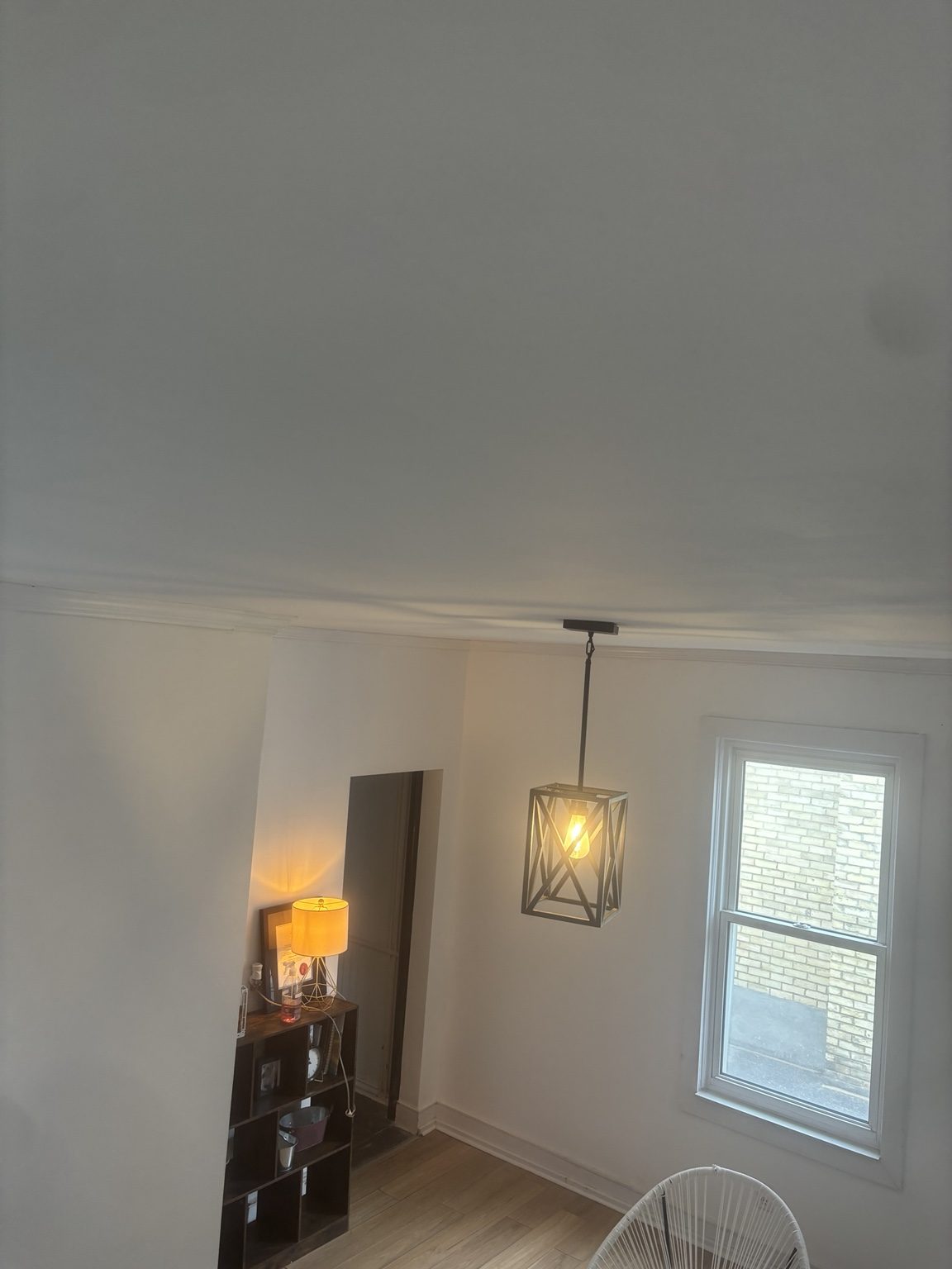 Completed smooth ceiling after repair and finishing