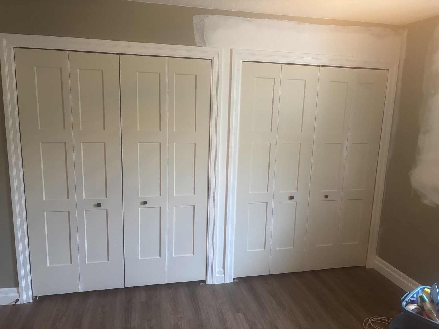 Finished double closet doors and interior trim