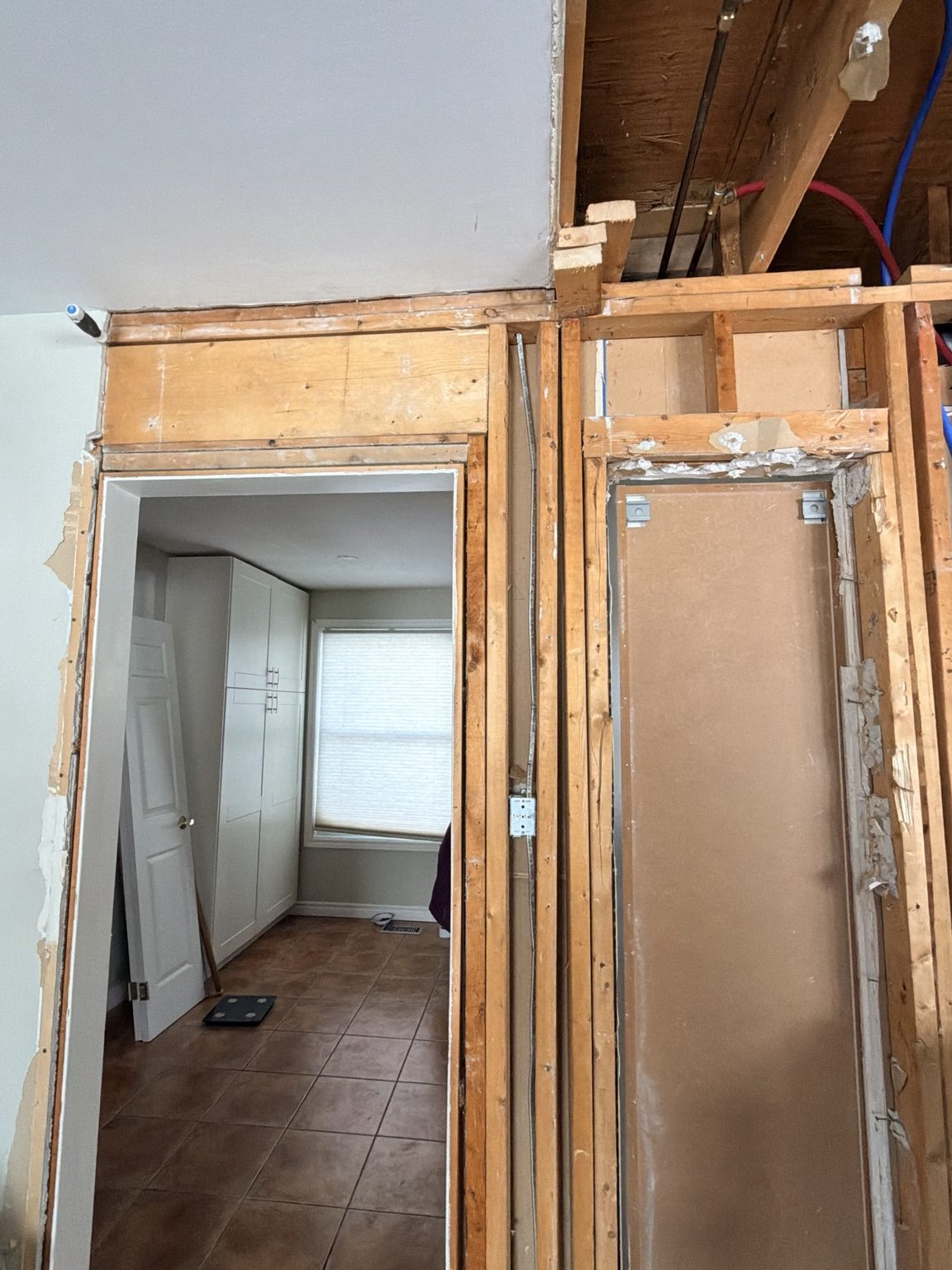 Doorway framing during an interior renovation