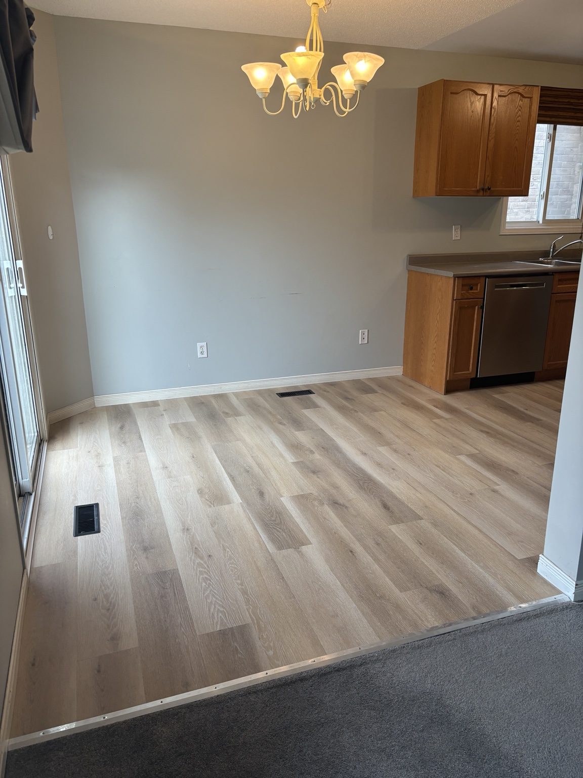 Completed room repairs, flooring and finish work