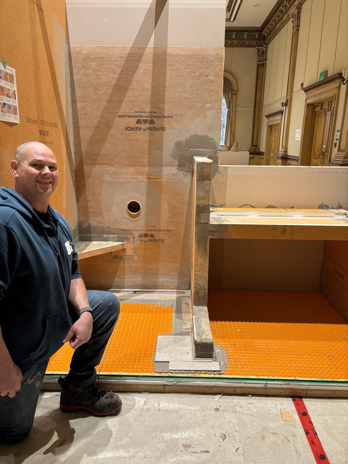 Bathroom waterproofing system during construction