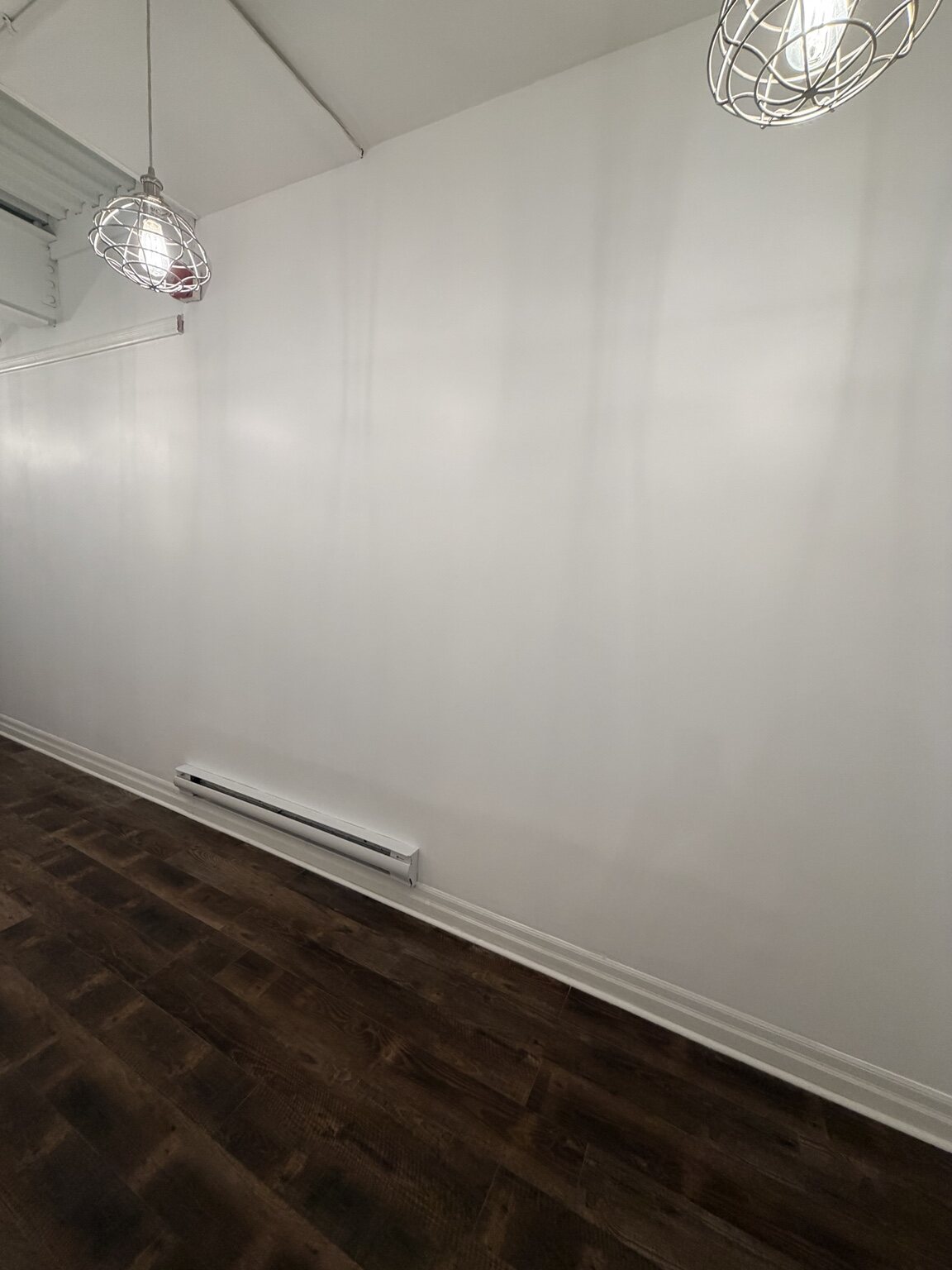 Completed wall repair in an anonymous London salon
