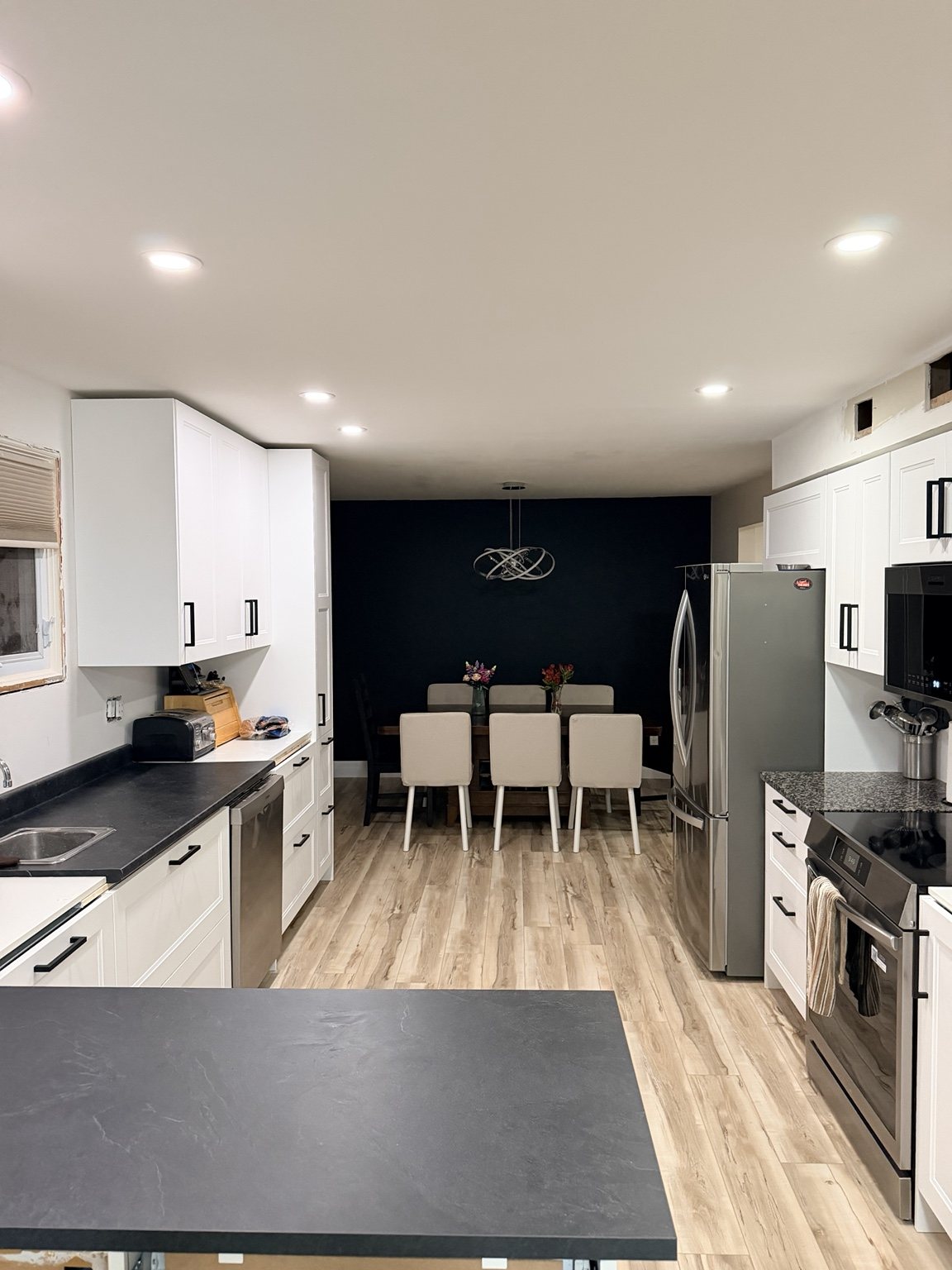 Current Westmount kitchen progress before the planned backsplash and final styling
