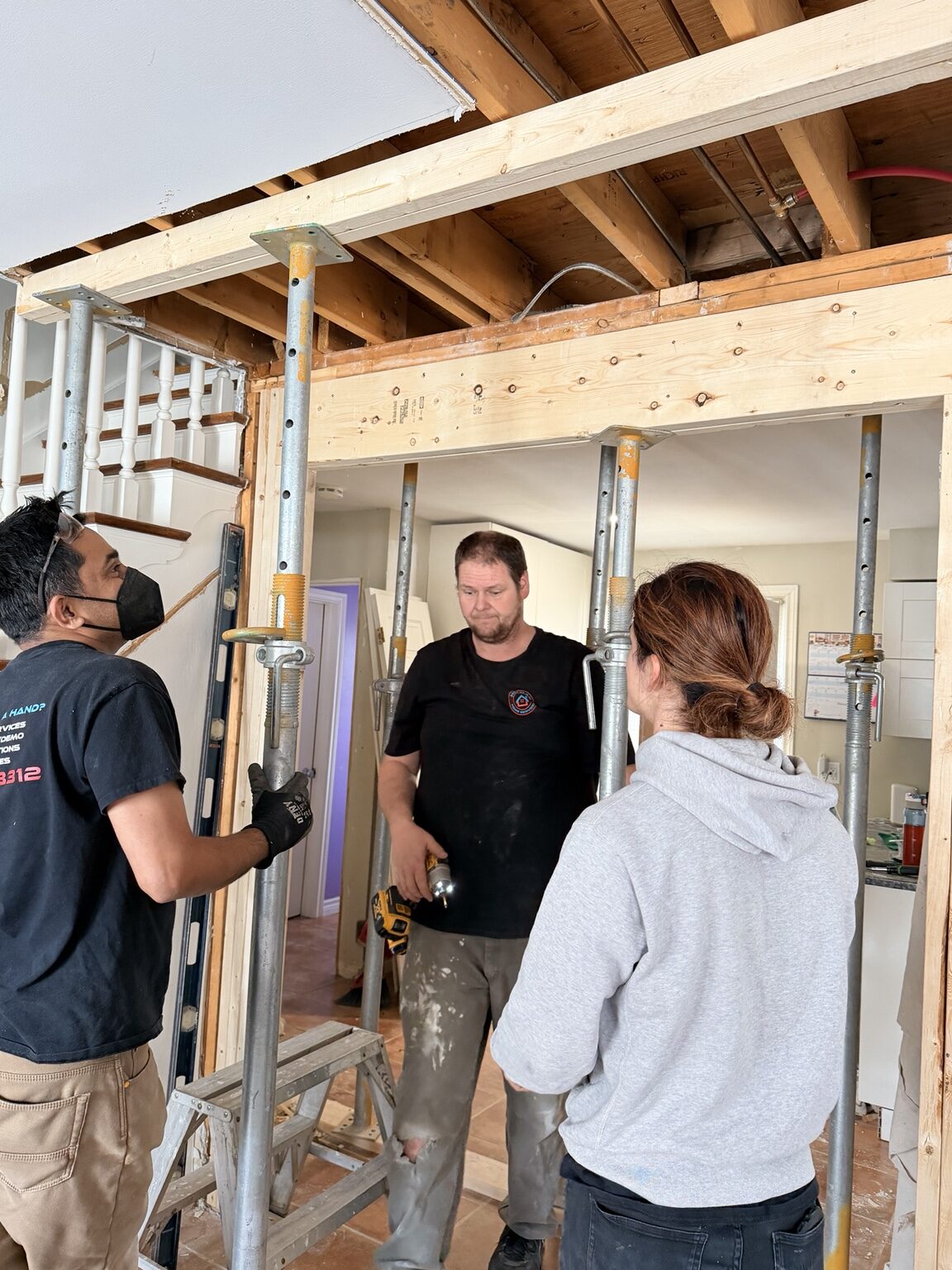 Supported wall opening during the Westmount renovation